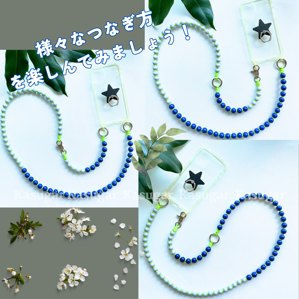 Mason☆ウッド ビーズ スマホ ショルダー ネック ハンド